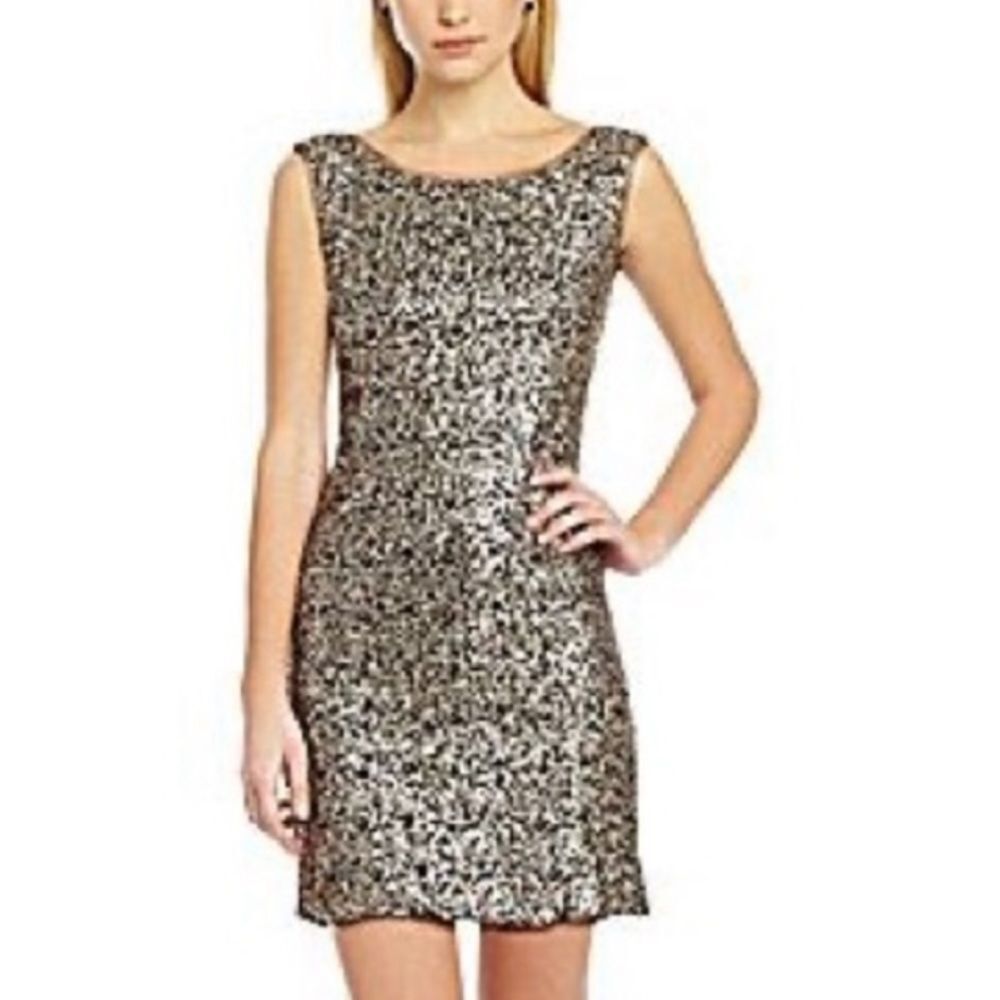 NWOT THML Scoop Back Lined Sequin Shift Dress Size M